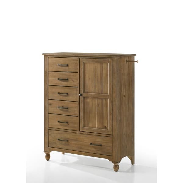 slide 2 of 3, Highland 46" Wide Farmhouse Wood Chifferobe, Sand Dune Brown