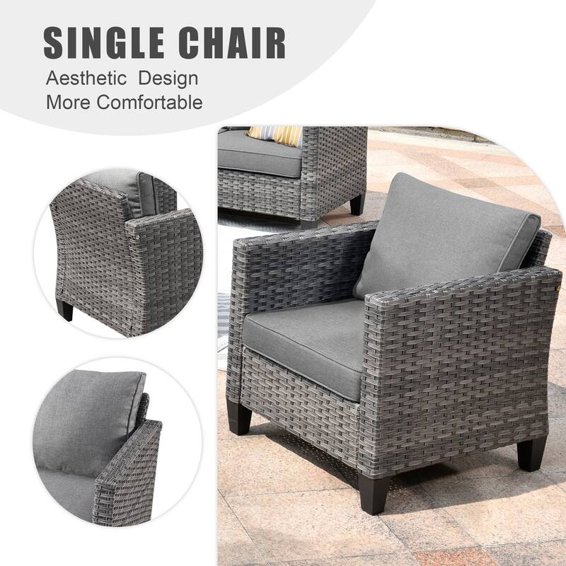 OVIOS 4-piece Loveseat Patio Furniture Outdoor Wicker Set With Glass-Top Table