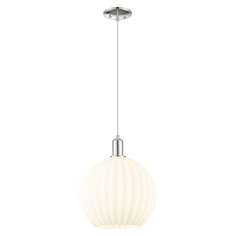 Innovations Lighting Endless Possibilities Arcadia - White Venetian - 1 Light 12" Cord Hung Mini Pendant - Polished Nickel