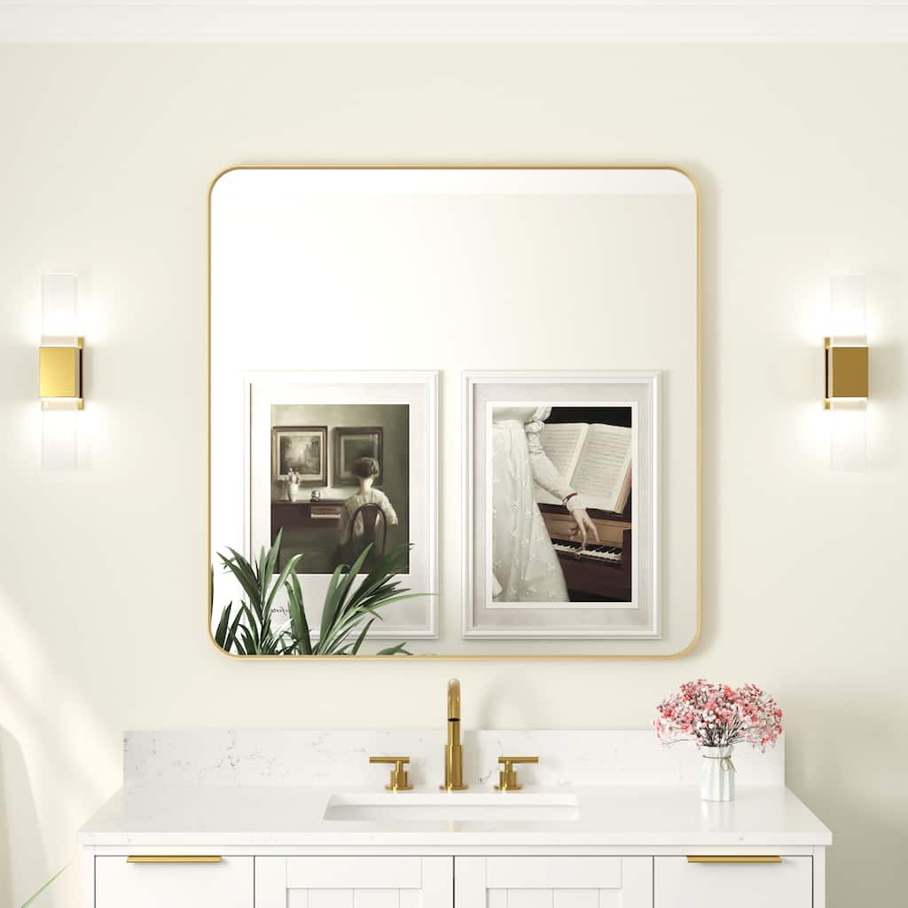 Modern Bathroom Wall Mounted Anodized Aluminum Framed Wall Vanity Mirror