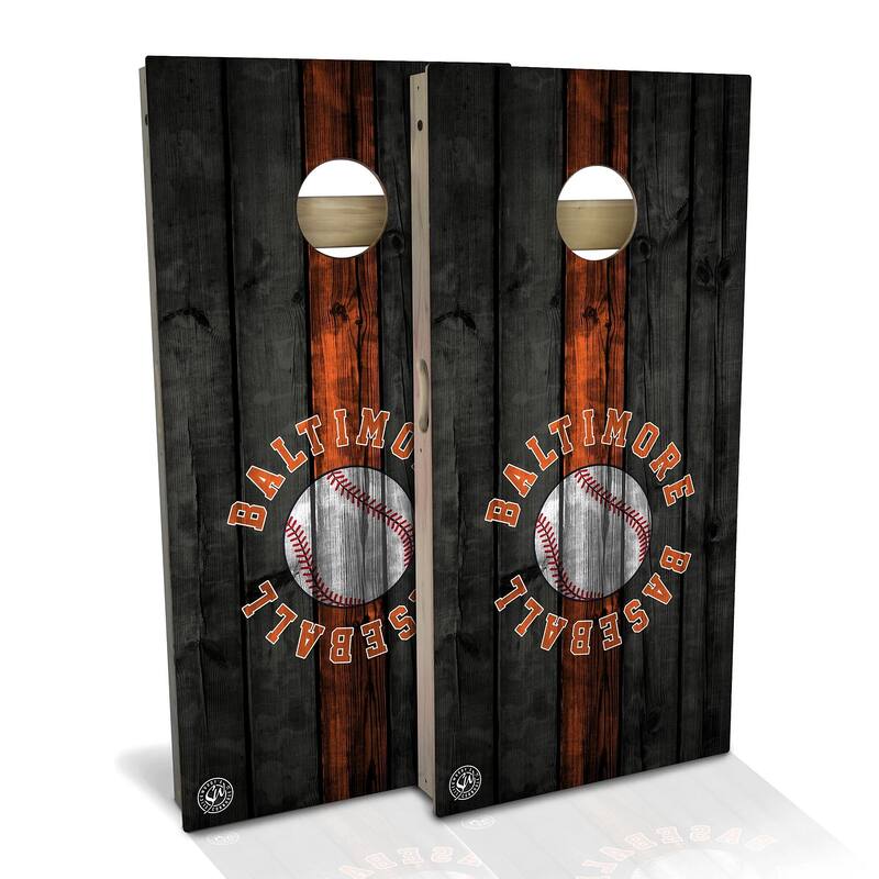 Baltimore Baseball Outdoor Cornhole Board Set - Backyard 2x4 - NO Accessories