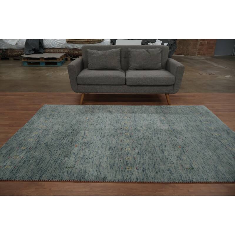 Hand Knotted Oriental 100% Wool Carpet Tribal Animal Pictorial Greys & Charcoal Gabbeh Area Rug - 8' 1'' X 5' 5''