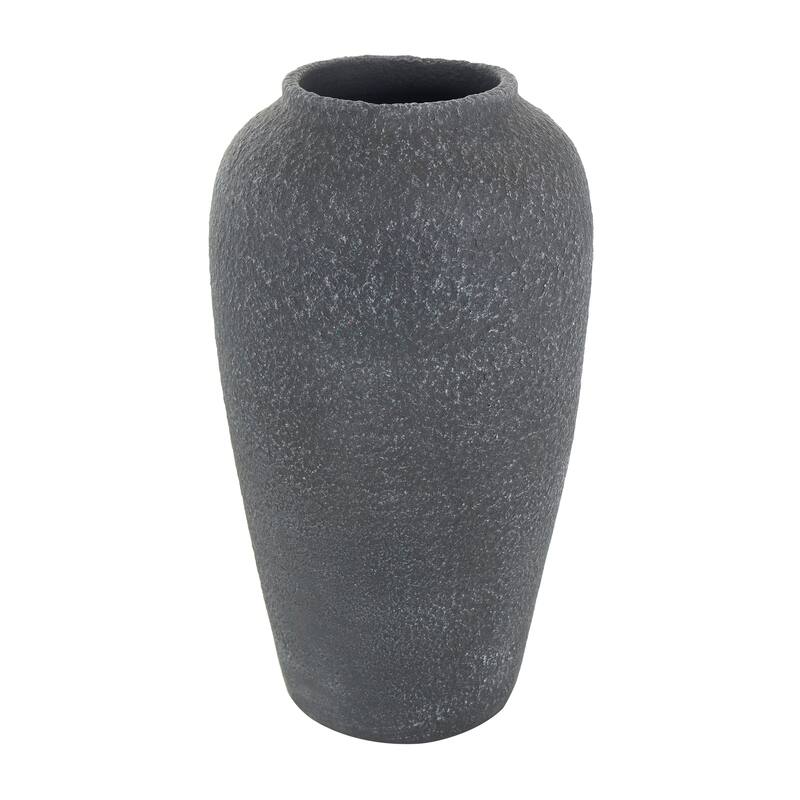 Black Ceramic Whitewashed Textured Vase