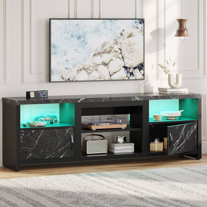 70" TV Stand Modern Entertaintment Center TV Console for 75" TVs with LED Lights - 71 inches