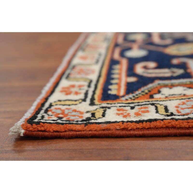 Hand Knotted Oriental 100% Wool Carpet Traditional Medallion Beige & Ivories Heriz (serapi) Area Rug - 8' 4'' X 6' 0''