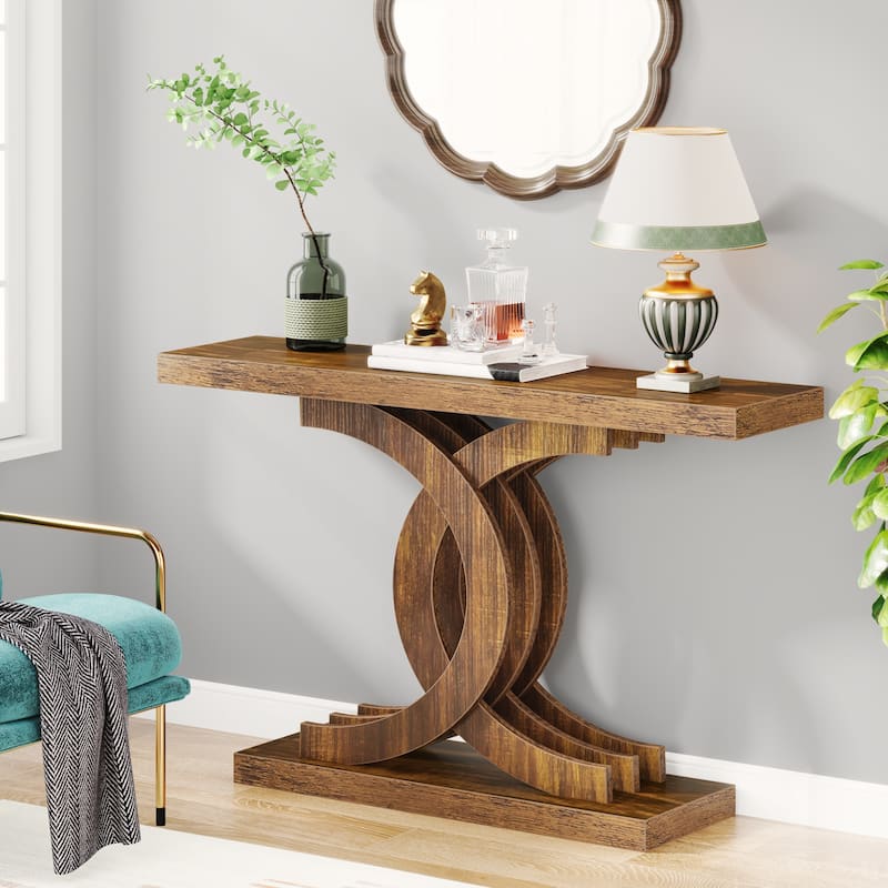 Console Table, Entryway Table with Geometric Legs, Sofa Table - 11.81"D x 39.37"W x 31.49"H