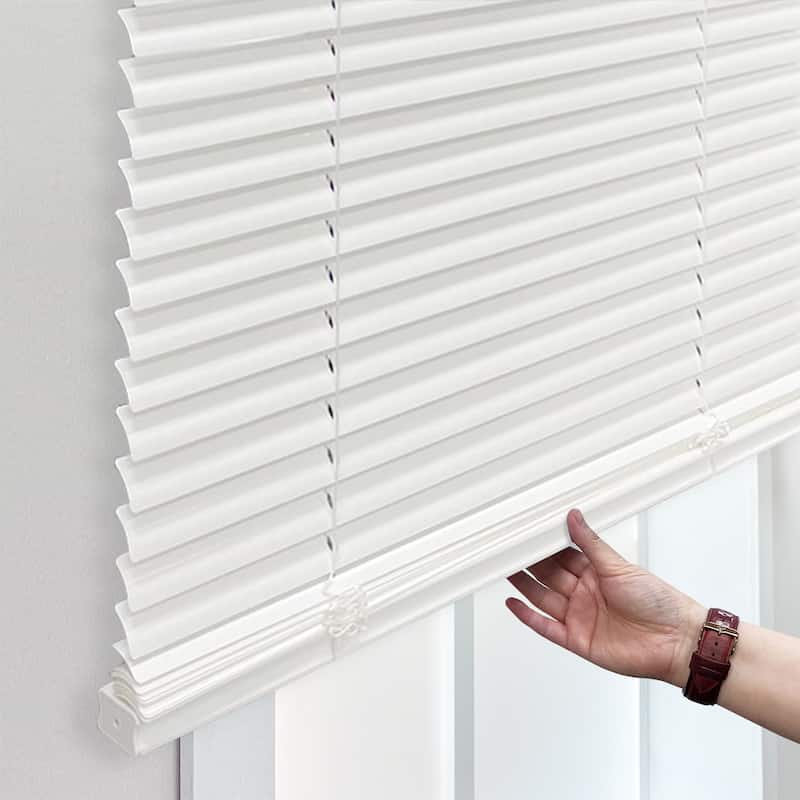 White Cordless Room Darkening Eco Mini Blinds with 1 in. Slats
