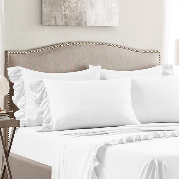 Lush Decor Reyna Ruffle Sheet Set - White - King