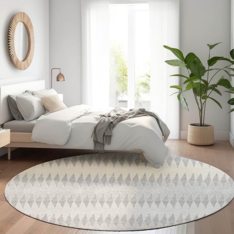Premium Washable Super Soft Modern Ziggy Mayfield Rug - Silver - 8' x 8'