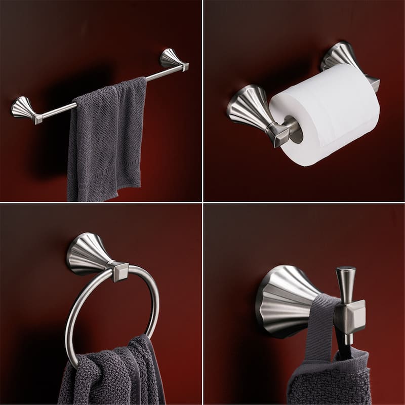 4 Piece Towel Rack Set Bathroom Hardware Set Towel Bar - Silver