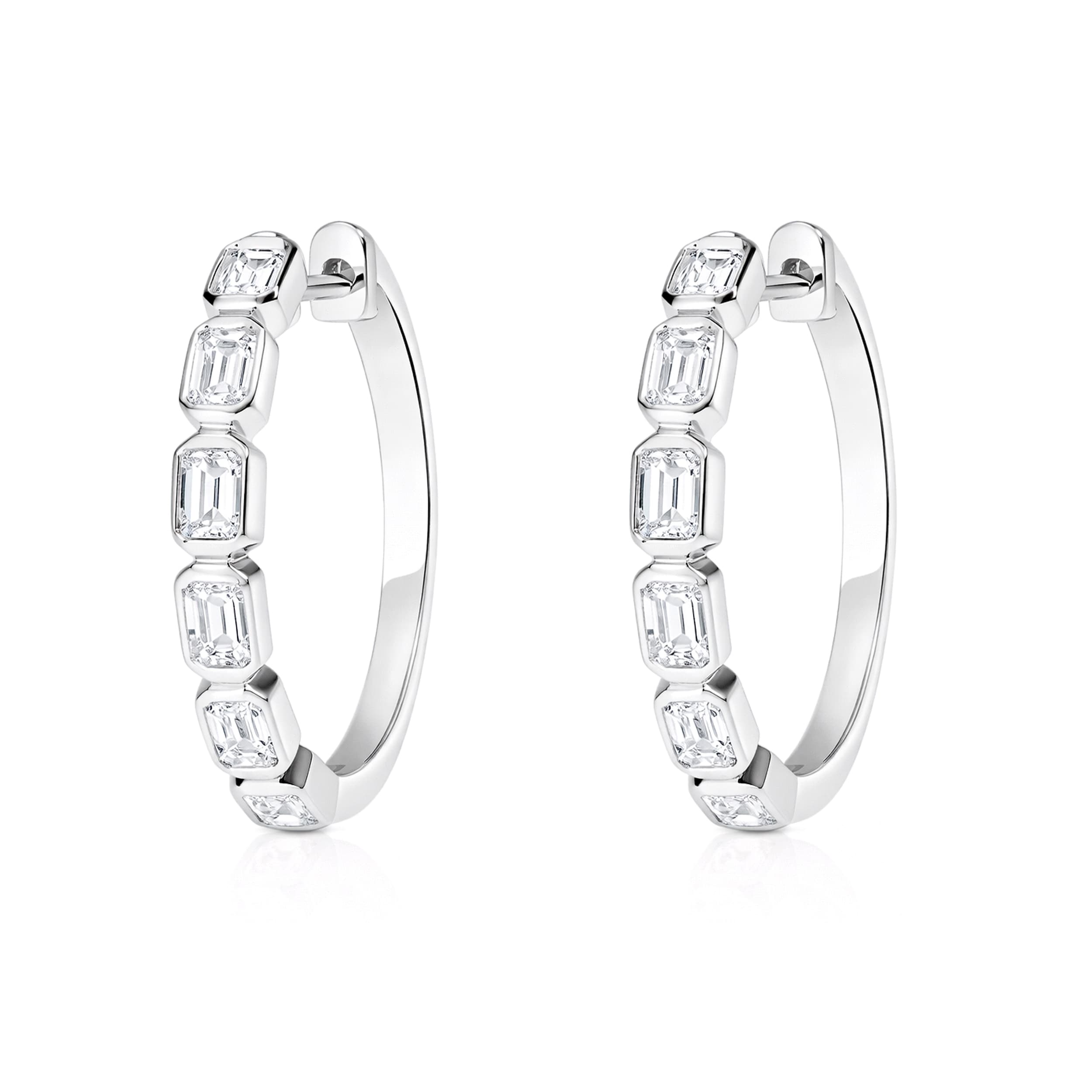 Auriya 14k Gold Lab Grown Diamond Emerald Bezel Hoop Earrings 1.00 to 4.00 ct. tw. (F-G VS)