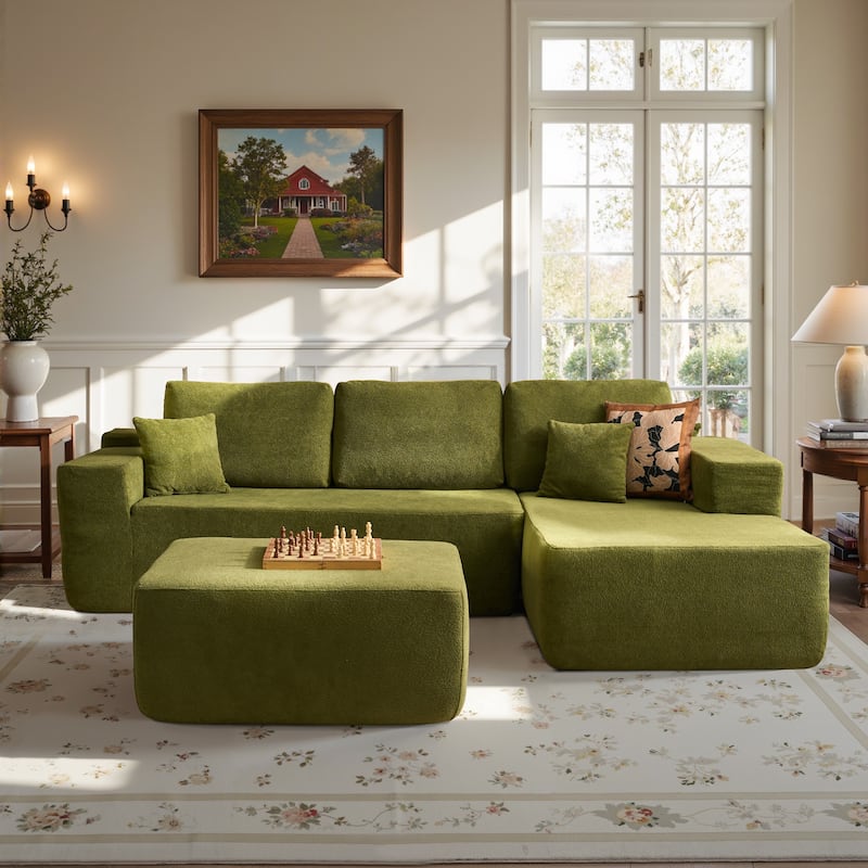 ​​OVIOS Lazy Chaise Lounge Sofa with Ottoman​