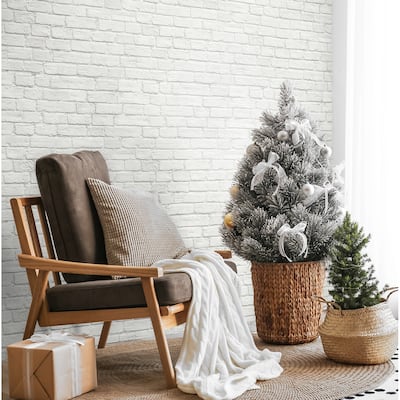 NextWall Winter Vintage Brick Christmas Peel and Stick Wallpaper - 20.5 in. W x 18 ft. L
