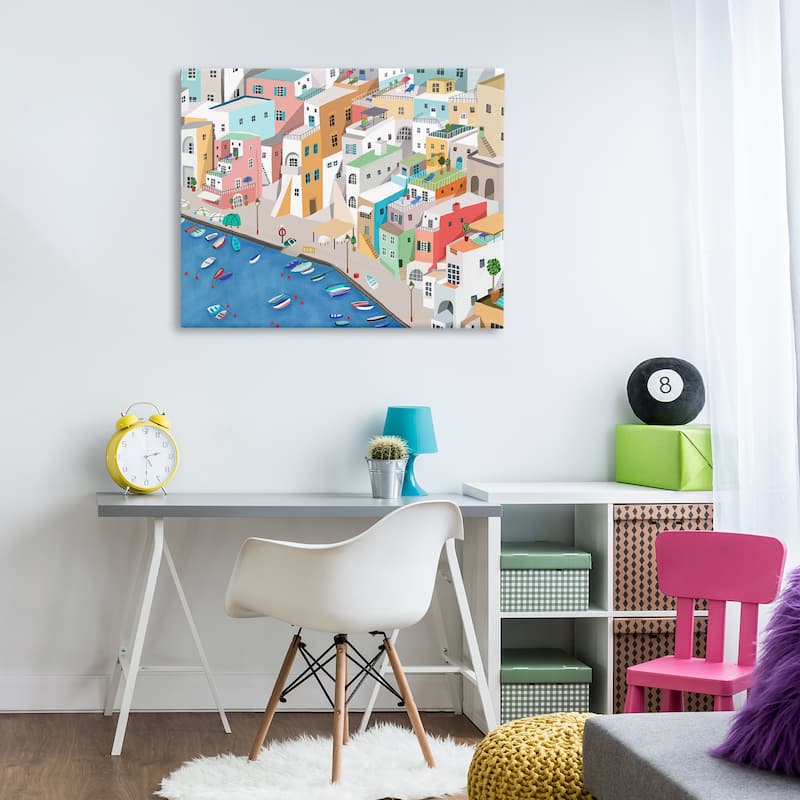 Stupell Coastal Town Harbor Canvas Wall Art Design By Carla Daly