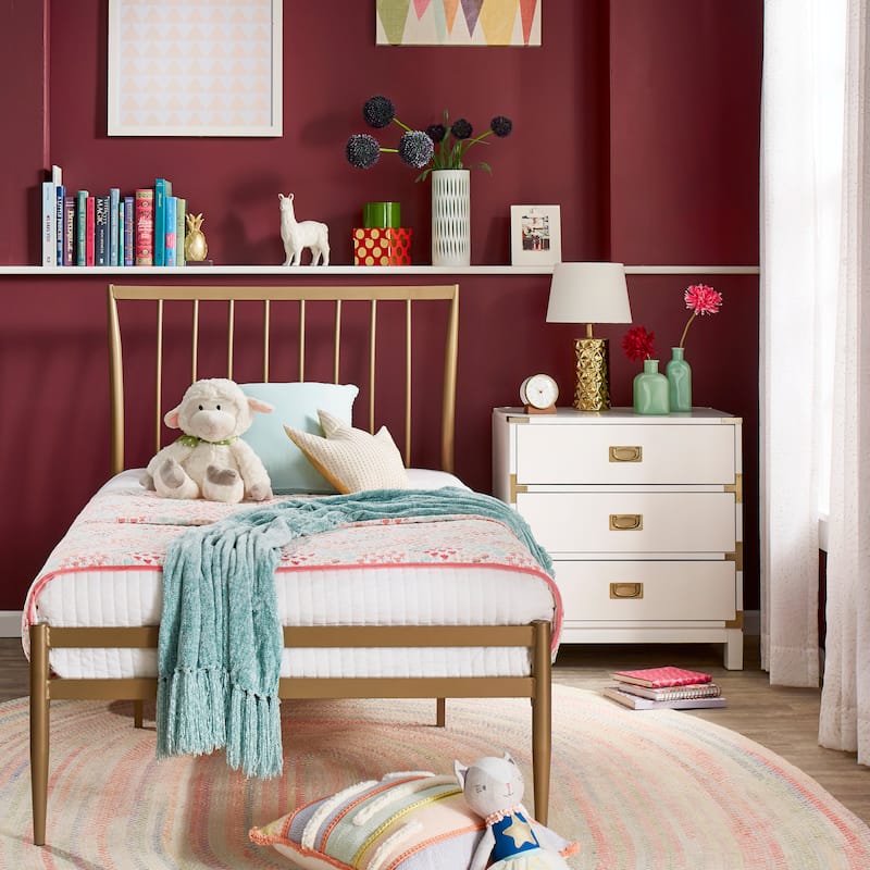 Parkcrest Gold Finish Metal Twin Bed by iNSPIRE Q Bold