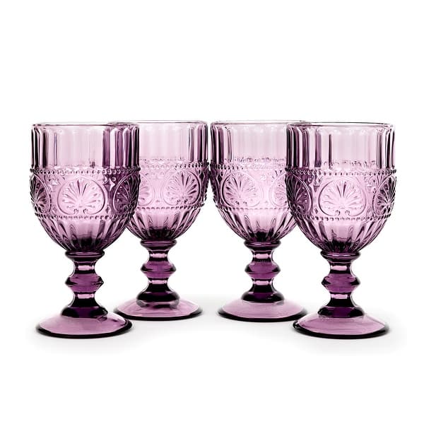 Amber Glassware Set Of 4, Vintage Drinking Glasses, 10oz Heavy Duty Glass Cups Colored Glassware Set Embossed Glasses Set Party Wedding Home Office Gift