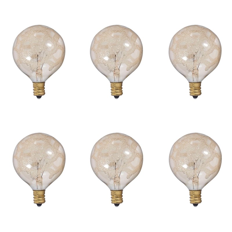 Bulbrite Crystal Collection Pack of (6) Globe Incandescent Light Bulbs with Amber Marble Glass Finish - 25W G16