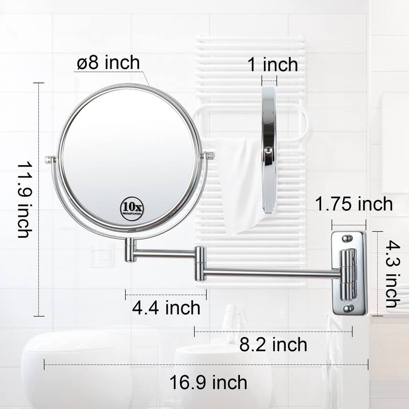 8 inch Double-Sided Anti-Fog Wall Mounted Bathroom Mirror