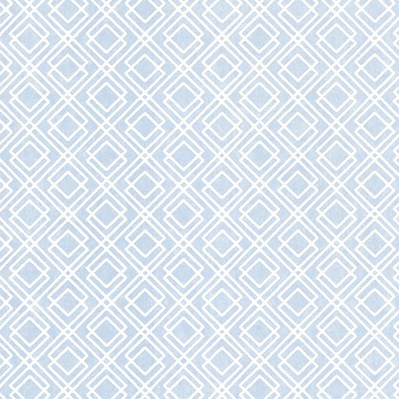 Brewster Lattice Blue Diane Wallpaper - 20.5in x 396in x 0.025in