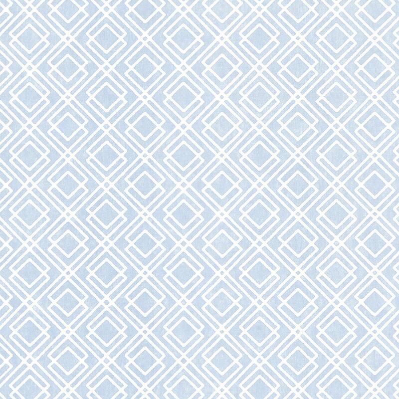 Brewster Lattice Blue Diane Wallpaper - 20.5in x 396in x 0.025in