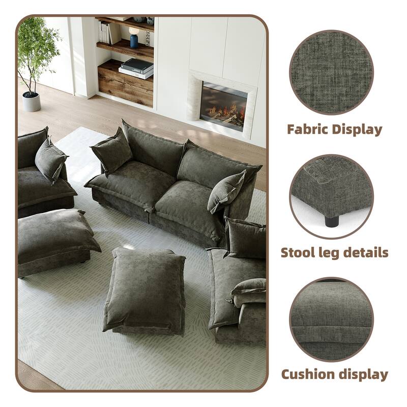 6 Piece Oversized Chenille Comfy Cloud Modular Sectional Sofa Set