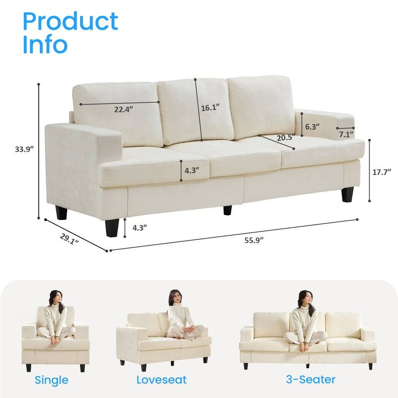 Mixoy W82" Chenille Straight Sectional Sofa,Cloud Sleeper Comfy Upholstered 3-Seater Sofa Couch
