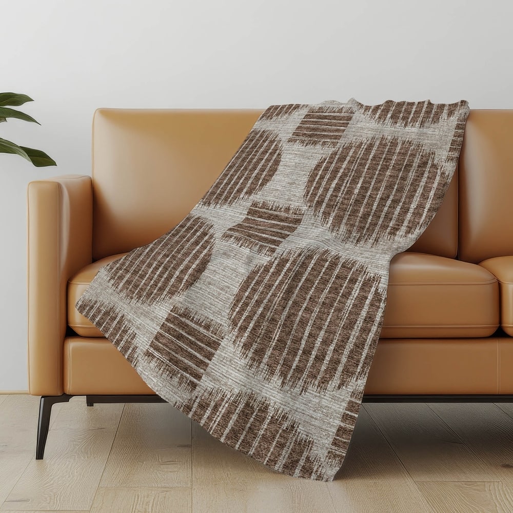 Premium Machine Washable ASB119 Modern Circles Sherpa Throw Blanket