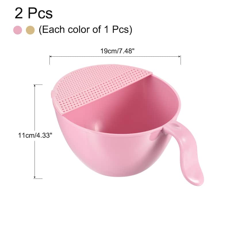 Rice Washing Bowl Fruit Vegetable Colander Drain Basket 2PCS - 23.5 x 19 x 11cm