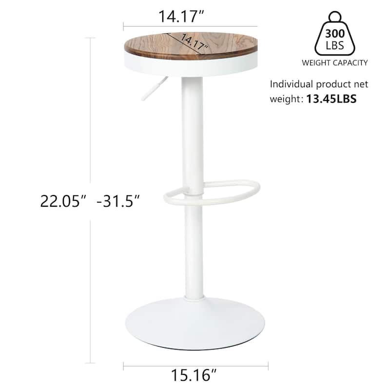 Adjustable Swivel Bar Chairs Backless Round Barstools Set of 2