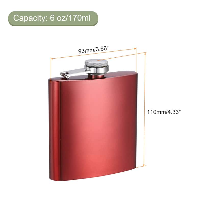 6oz 170ml Stainless Steel Hip Flask for Camping Outdoor Activity - Red