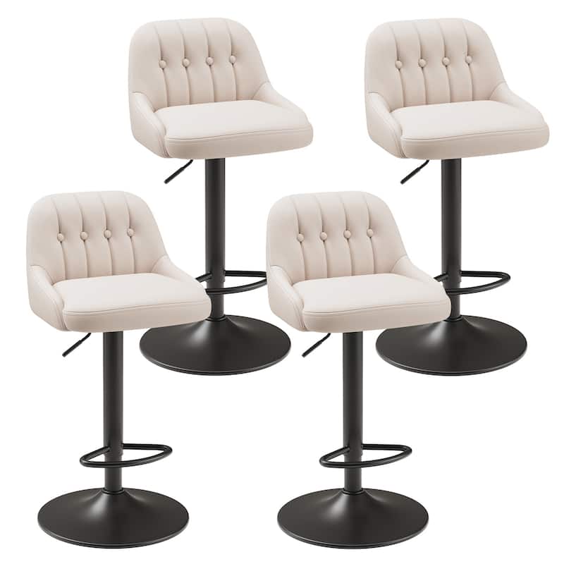 RENEWLINE Adjustable Height Bar Stools with Back, 360° Swivel PU Leather Counter Stools( Set of 1/2/3/4/6)for Kitchen Island - Set of 4 - Beige