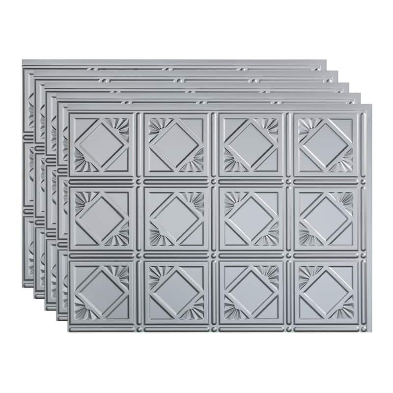 FASÄDE Traditional Style 4 Decorative Vinyl Backsplash Panel - 5 Pack - Argent Silver
