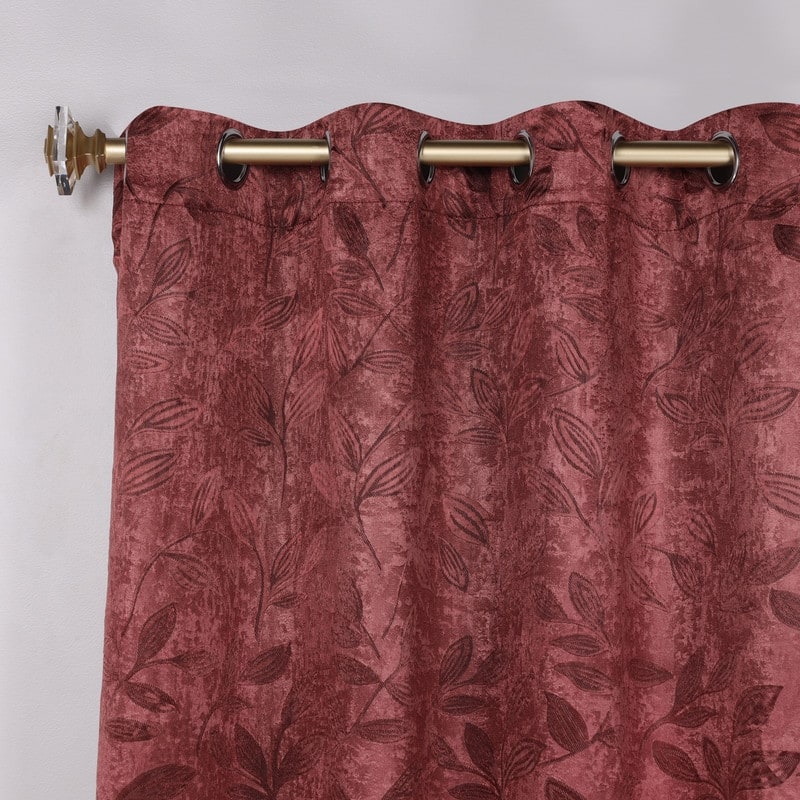 Superior Modern Bohemian Leaves Room Darkening Curtains with Grommets
