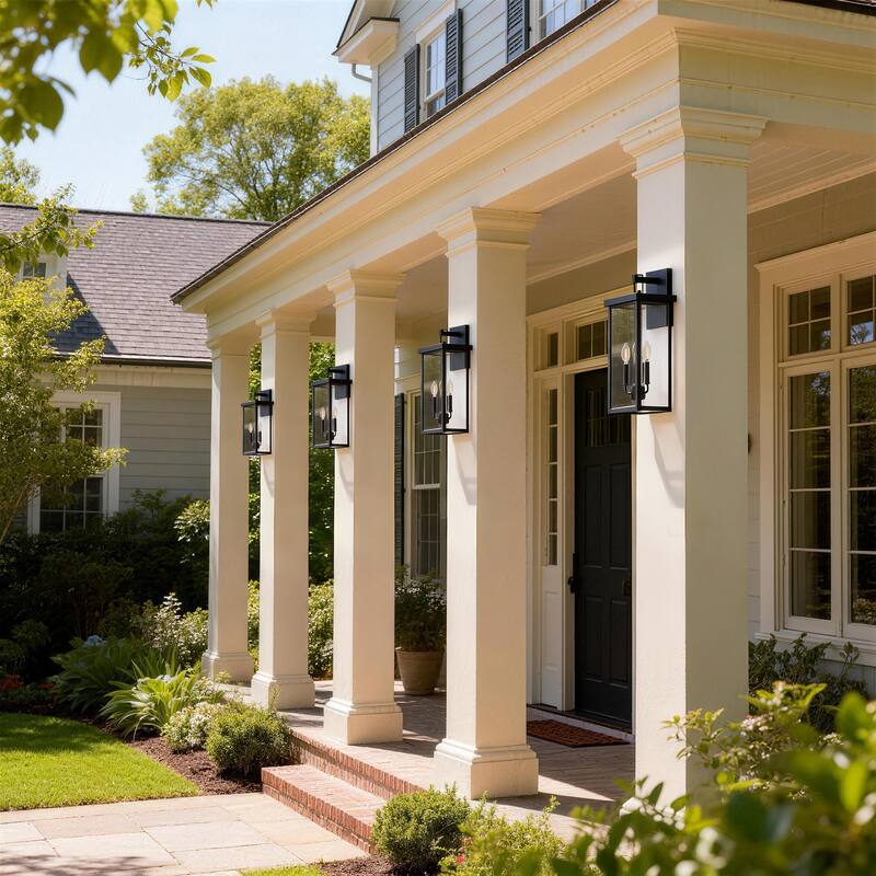 3-light Metal Outdoor Wall Sconce Candle Bulb Lantern(4-pack)