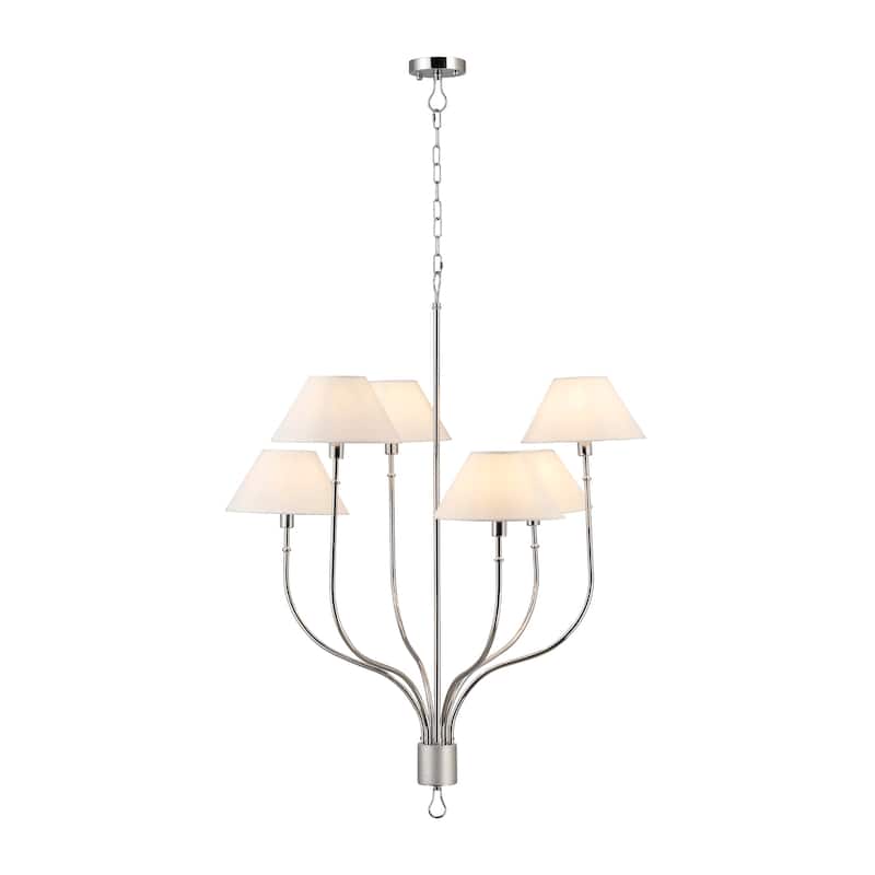 Griffin 6-Light Large Chandelier with Staggered Tail Design and Artisan Leather Accents