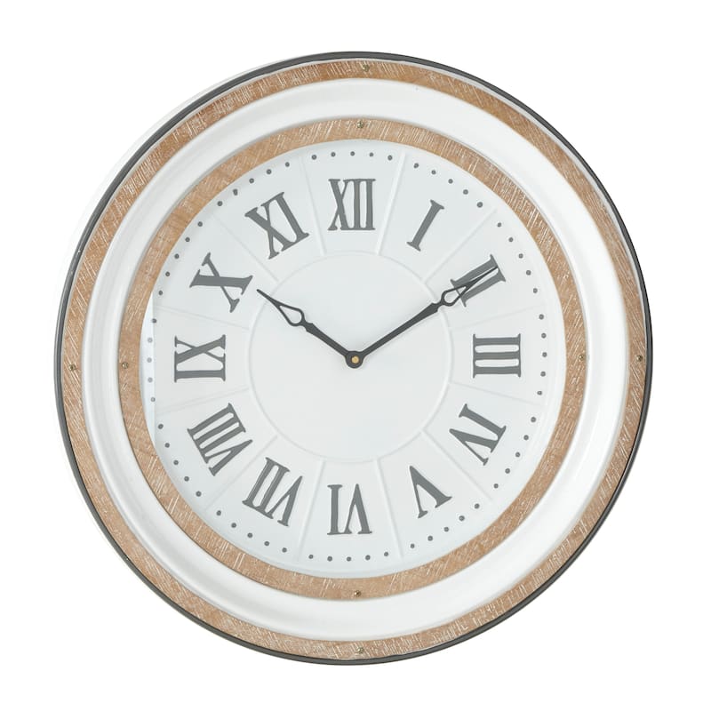 Metal Wall Clock - White - Roche River Decor - 3"W x 24"L x 24"H