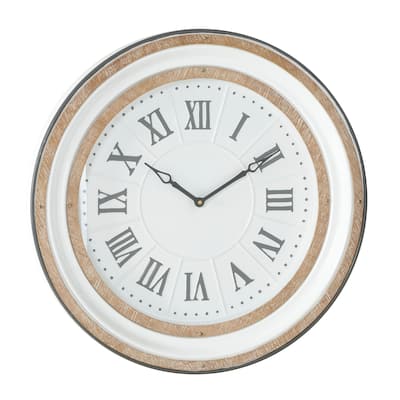 Metal Wall Clock - White - Roche River Decor - 3"W x 24"L x 24"H