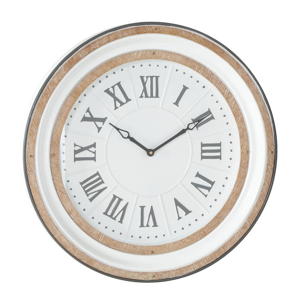 Metal Wall Clock - White - Roche River Decor - 3"W x 24"L x 24"H