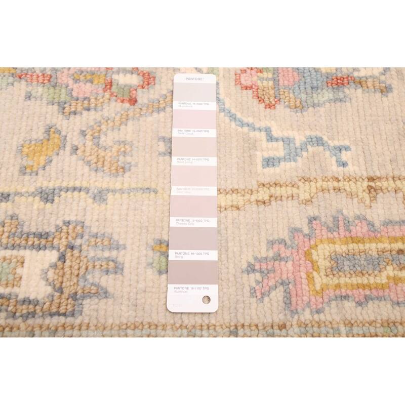 ECARPETGALLERY Hand-knotted Modern Oushak Light Grey Wool Rug - 2'7 x 8'1