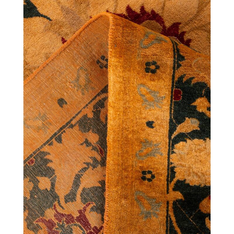 Overton Hand Knotted Wool Vintage Inspired Modern Contemporary Overdyed Orange Area Rug - 8' 10" x 11' 9"