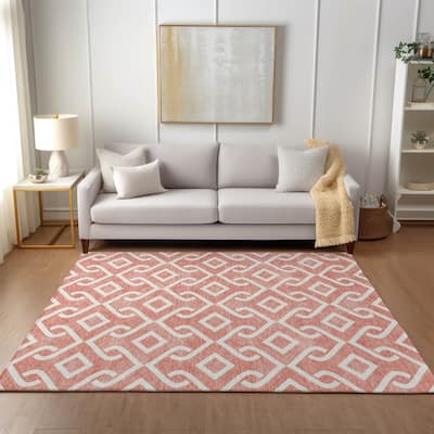 Machine Washable Indoor/ Outdoor Chantille Trellis Rug