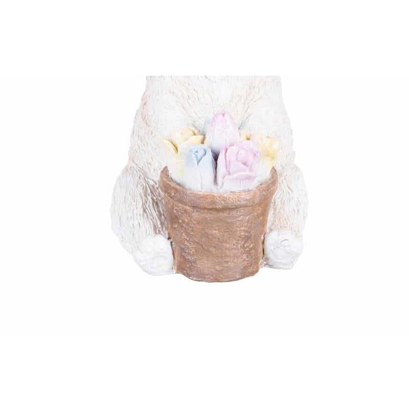 5.91" Easter Bunny Rabbit w/ Flower Floral Flower Basket Decorative Figure Figurine