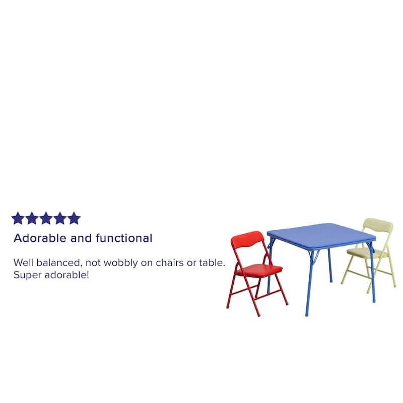 Kids Colorful 3 Piece Folding Table and Chair Set