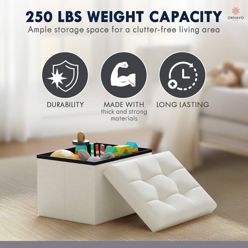 Small Foldable Rectangle Storage Ottoman