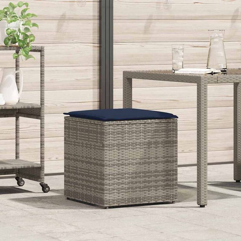 Comfy Outdoor Storage Box for Sofa Cushions - 19.7 x 19.7 x 19.7 in - Grey and navy blue