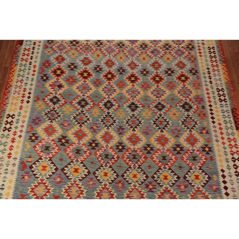Kilim Oriental Large Rug Flatweave Tribal Wool Carpet - 9'10"x 16'3"