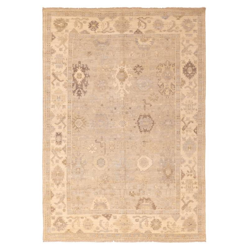 ECARPETGALLERY Hand-knotted Kavya Oushak Light Grey Wool Rug - 8'11 x 12'3