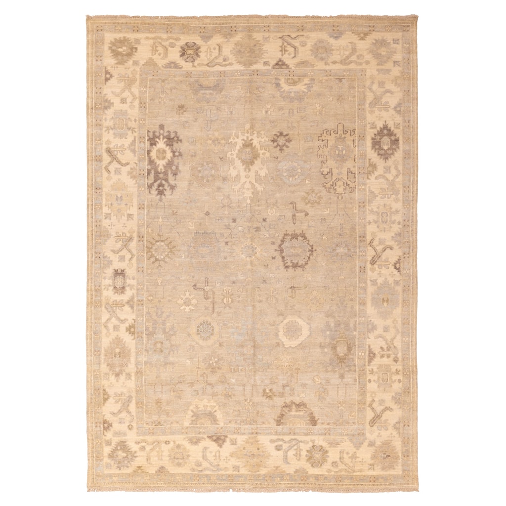 ECARPETGALLERY Hand-knotted Kavya Oushak Light Grey Wool Rug - 8'11 x 12'3