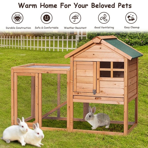 Shop Gymax Wooden Rabbit Hutch Chicken Coop Poultry Cage Hen Duck