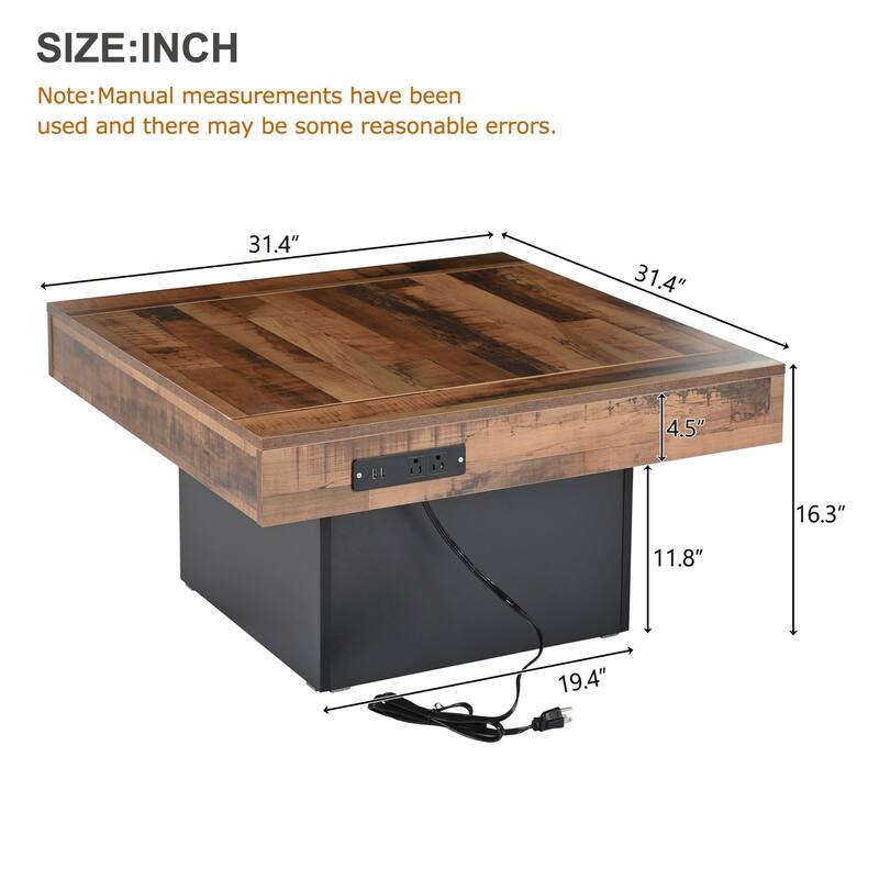 Farmhouse Coffee Table with 2 USB Ports and Outlets